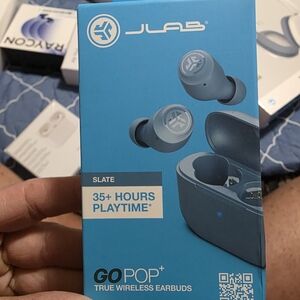 New In Box!! JLab GO POP+ True Wireless Earbuds - Slate Blue